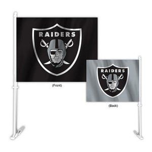 🏈🆕 LAS VEGAS RAIDERS DOUBLE SIDED CAR FLAG - HOME-AWAY DESIGN - NFL -…